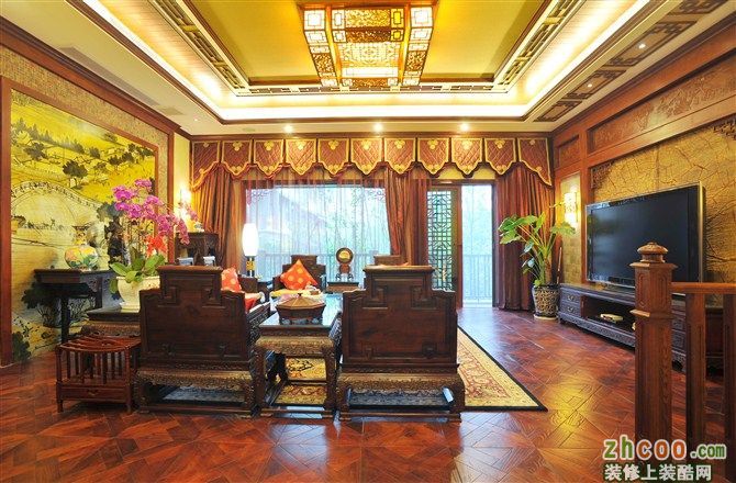 品界国际装饰—重庆茶园别墅钻石岛—中国古典中式元素案例