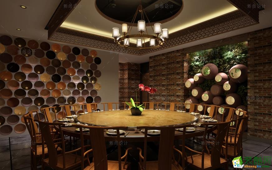 湖南新尚装饰-中式风格家窖主体餐厅装修效果图