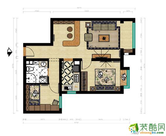 【家和装饰】混搭风格85平米两居室装修案例图