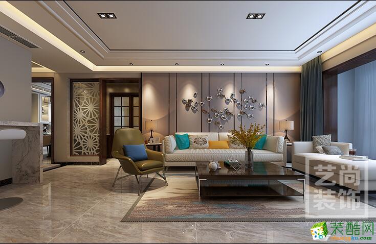 郑州升龙天汇143平方三室两厅设计的极简风格装修案例-客厅赏析