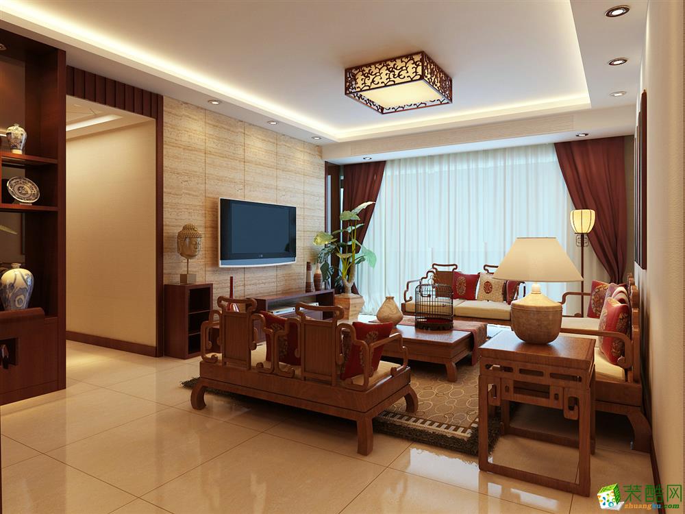 客厅90平新中式风格效果图—客厅赏析 90平米新中式风格案例图