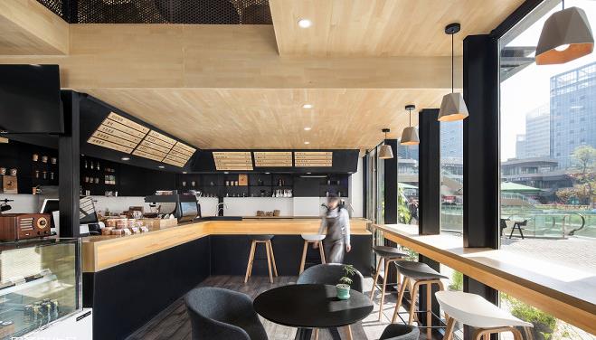小型咖啡厅装修多少钱万65平小咖啡厅现代风装修实景图