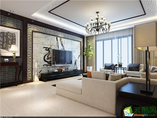 新中式风格100平米三室两厅装修实景案例图---金煌装饰